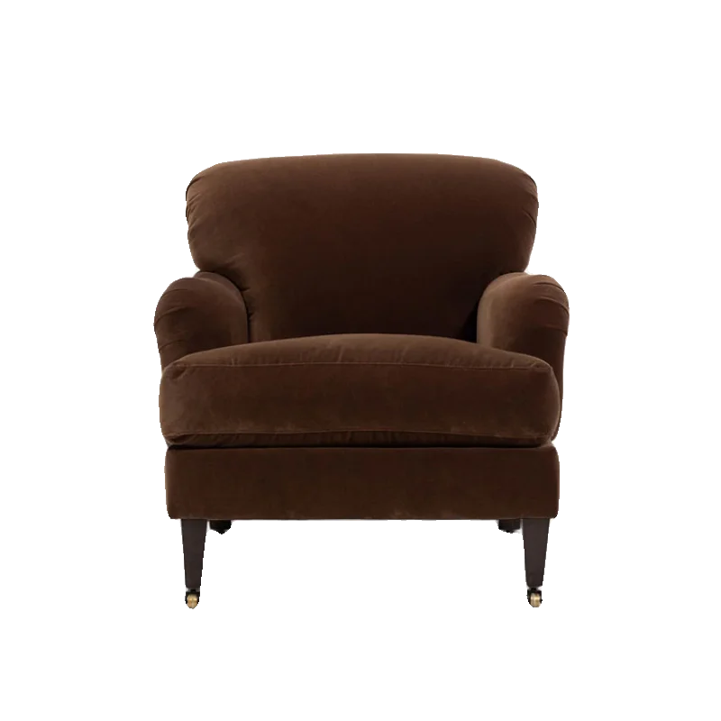

Single sofa chair French medieval brown velvet retro hotel high back lounge chair