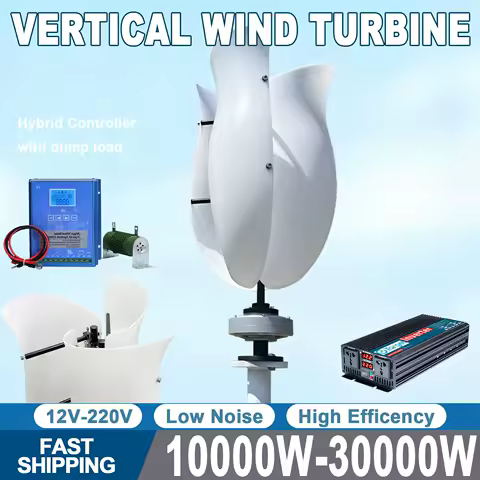 Vertical Axis Wind Turbine Generator 20KW Low Noise Low Start Wind Speed Home Appliance For Off Grid System Output 220V Inverter
