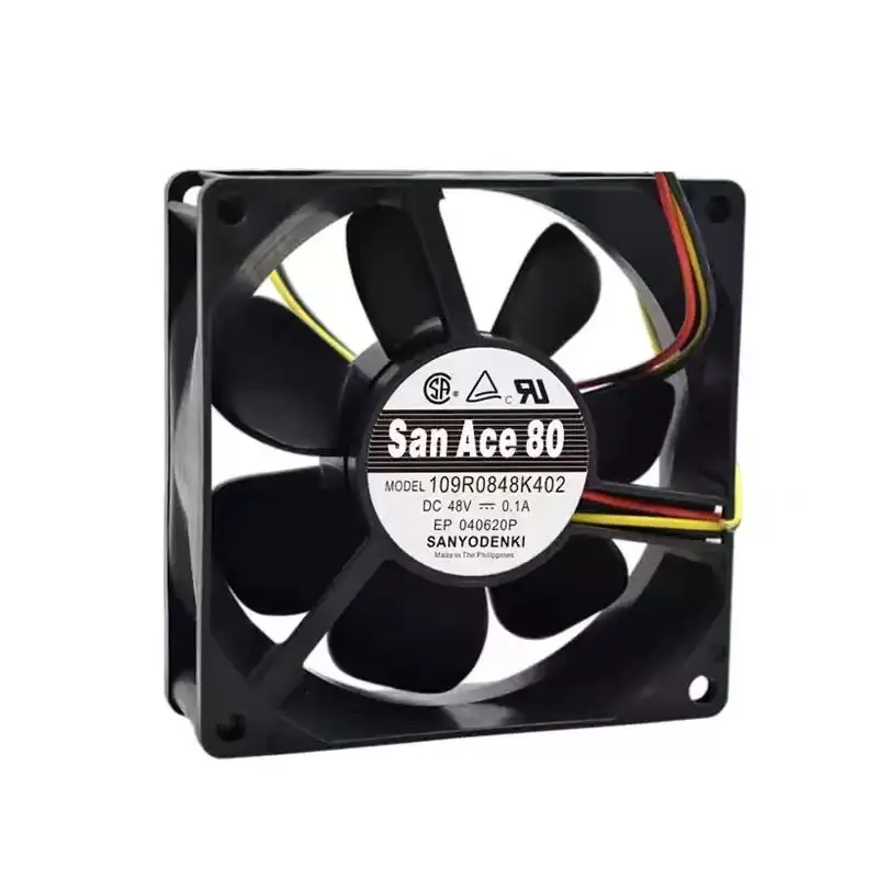 Ventilador de Refrigeración Silencioso para Gabinete Inverter, Original para Sanyo Denki San Ace 80 109R0848K402, 48V 0.1A, 8025, 80mm, 3 Pines, Doble Rodamiento de Bolas