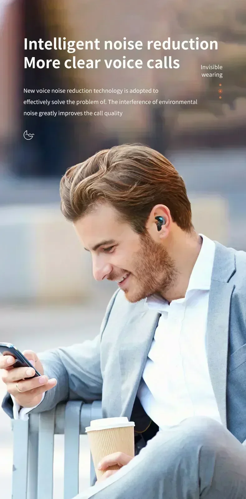X55 Unsichtbare Kabellose Kopfhörer - TWS Bluetooth Unsichtbare In-Ear Geräuschunterdrückende Sport-Kopfhörer IPX5 Wasserbeständig – Detail 11