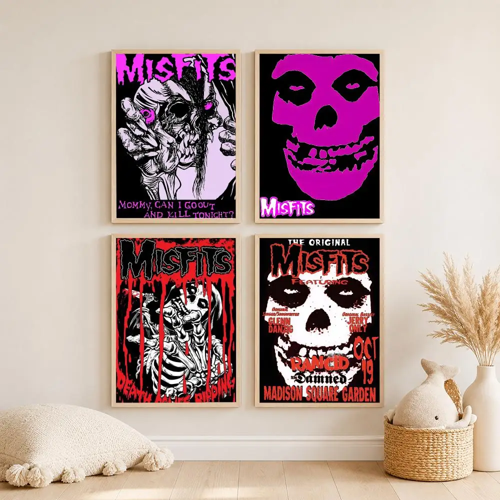 Pop Band M-Misfits Poster Self Adhesive Wall Art Decor for Bedroom Home Decor Halloween Gift