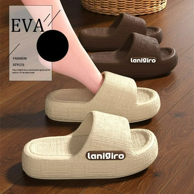 2026 Women's EVA Summer Shoes Women's Outdoor Fashion Letters Indoor Home Bathroom Anti Slip Shoes Girls' Thick Soled Slippers