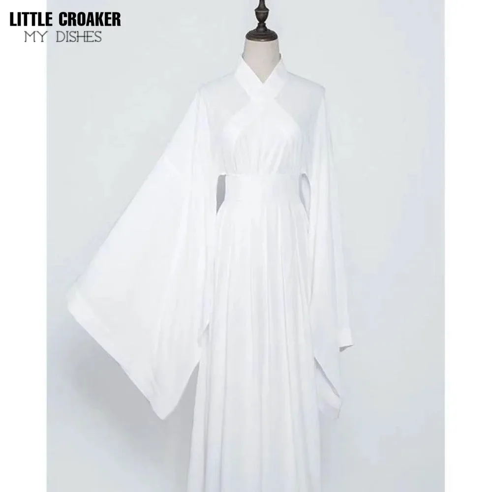 Tenue intérieure traditionnelle chinoise pour femmes et hommes, blanc, noir, jupe en Y, sous-vêtements à manches larges, base trempée, hanfu pour