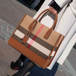 Borsa a tracolla di design di lusso da donna in tela scozzese di moda borsa a tracolla a tracolla di grande capacità Versatile classica per borsa da donna