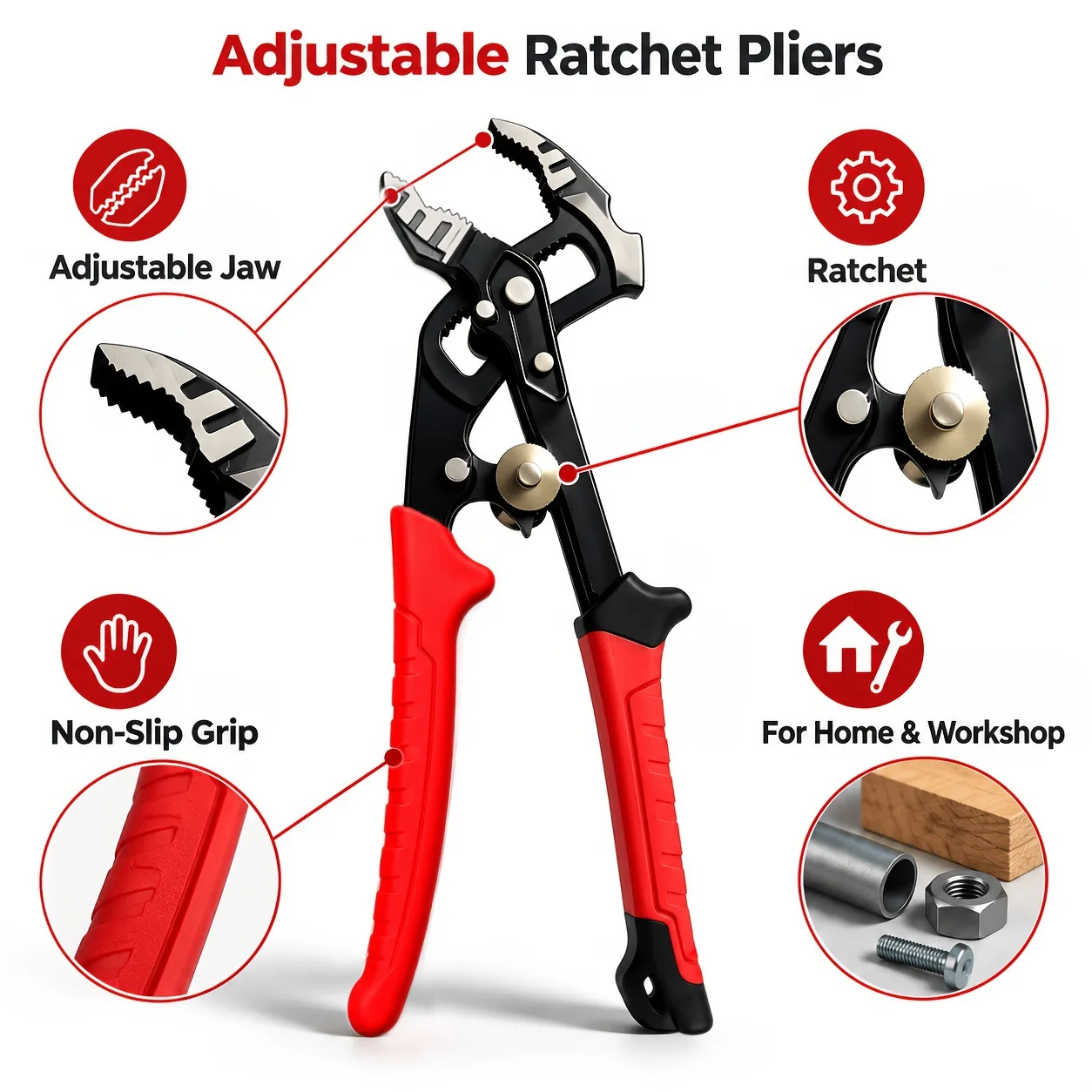 Adjustable Water Pump Pliers 8 Inch Quick Release Self Locking Multifunctional Pipe Wrench Tools For Bathroom Motorcycle Repair 4