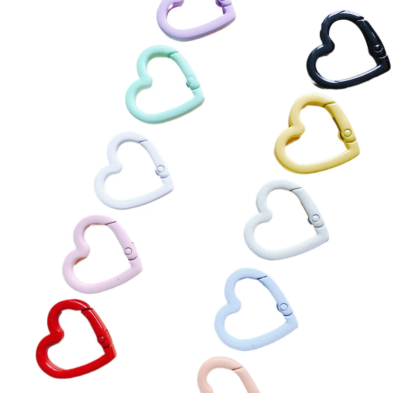 6/10Pcs 21mm Heart Shaped Carabiner Hook Keychain Keyring Keys Bag Hook DIY Jewelry Finding Dog Chain Buckles Accessory Material