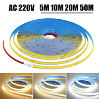 5M 10M 20M 50M/Roll COB Strip AC 220V 240Leds/M IP20 3000K 4000K 6000K Driver Build In Home Decor Flexible Ribbon Rope LED Light