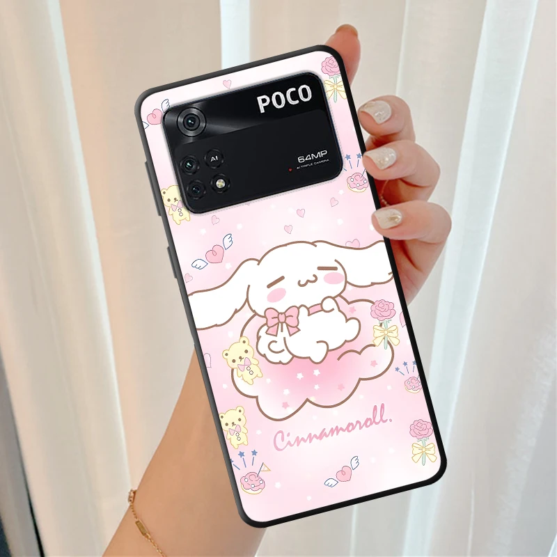 حافظة لهاتف Xiaomi Poco C75 X4 Pro M3 M4 Pro X3 NFC X7 C71 C51 C61 M5s M7 C40 C50 برسوم كارتونية ثلاثية ميلودي Jade Guigou باللون الأسود