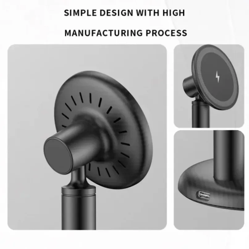 حامل هاتف مغناطيسي لسطح المكتب حامل شاحن لاسلكي سريع لهاتف Magsafe iPhone 17 ~ 12 Pro Max Samsung Xiaomi 17 حامل الهاتف المحمول