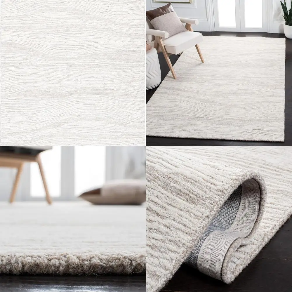 

Handcrafted 4x6 ft Premium Wool Accent Rug in Natural Ivory for Entryway, Living Room or Bedroom