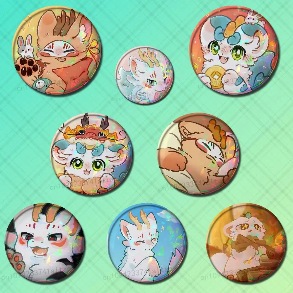 Furry Fabulous Beasts Badges Round Cosplay Pin Bag Decor Fans Collect Friends Gifts Brooch Souvenir