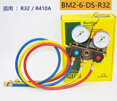 Double Gauge Valve BM2-6-DS-R22 Air Conditioning Refrigerant Snow Pressure Gauge with Fluorine