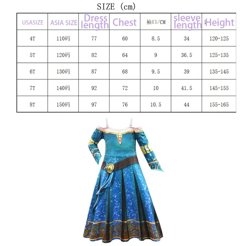 wiwiwi 123The Same Cosplay Costume Girls Halloween Brave Merida Princess Dress Kids Carnival Fantasia Children Birthday P