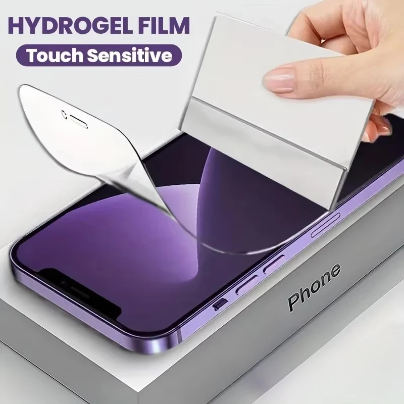 5Pcs Hydrogel Film Screen Protector Glossy Touch Sensitive Anti Scratch For iPhone 16 15 14 13 12 11 Pro Max Plus X XS Film