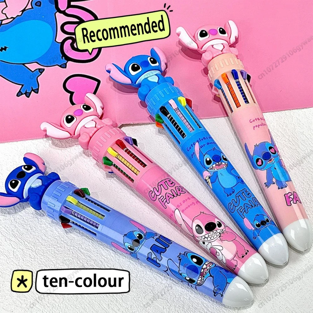 MINISO Stitch Ballpoint Pen Ten-color Marker Students Multifunctional Painting Pen Press The Multi-color Hand Pen Stationery