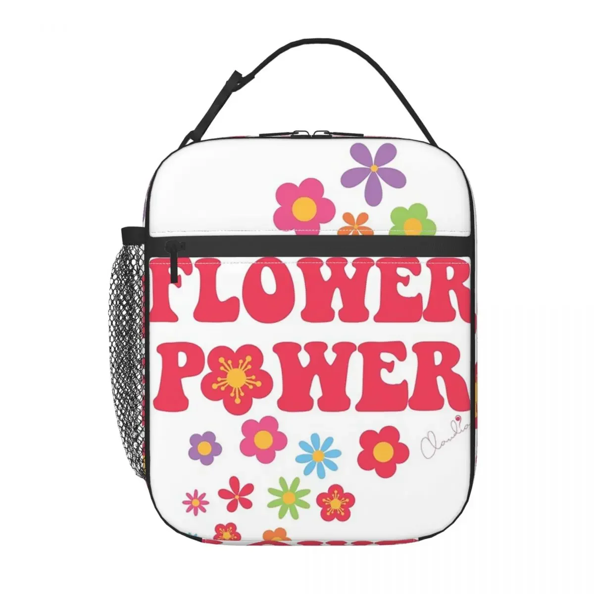 Colorful Flower Power Seamless Pattern Insulated Lunch Bag for Women Children Portable Food Boxes Thermal Lunch Box Tote