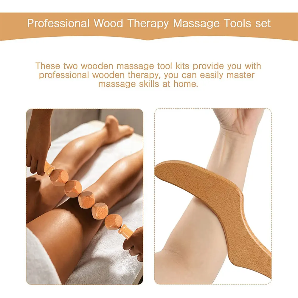 Holztherapie-Massage werkzeuge, hölzernes Lymphdrainage-Werkzeug Gua Sha Werkzeuge, Muskel roller Anti-Cellulite für die Madero therapie