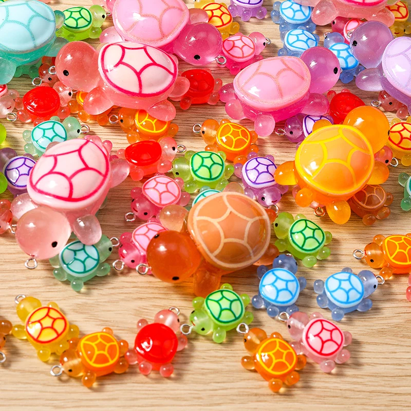 10 Stück 16x25mm Cartoon Tier Charms Bonbonfarben Harz Schildkröte Charms Anhänger für Schmuckherstellung Ohrringe Halskette DIY Handwerk Geschenk – Detail 5