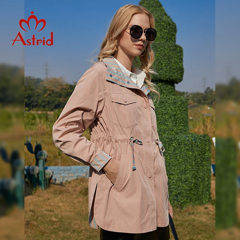 Astrid Women's Trench Coat Women Jacket Hooded Windbreaker Waist Drawstring Casual Overcoat Female Outerwear Spring 2022 ZS20111