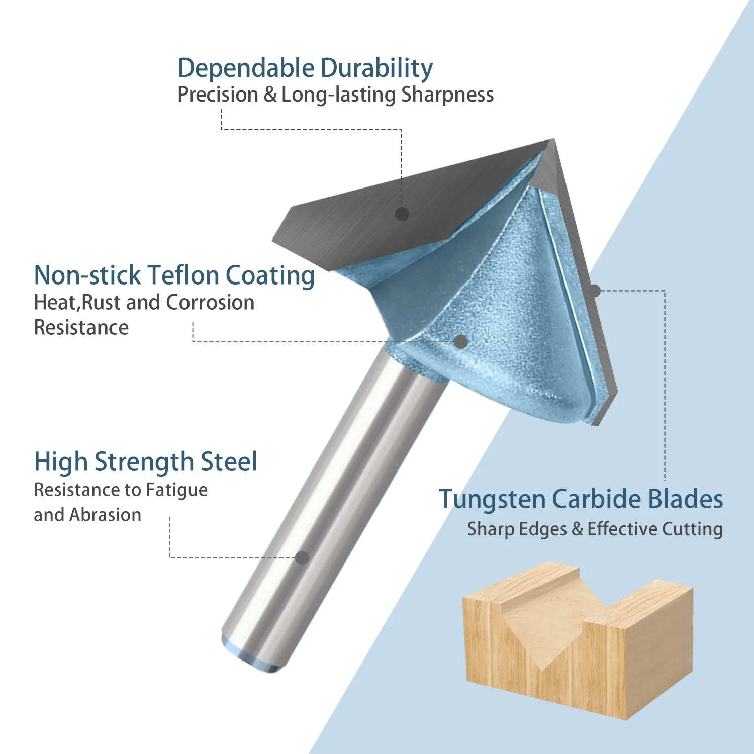 90 Degree V‑Groove Router Bit 6mm 1/4