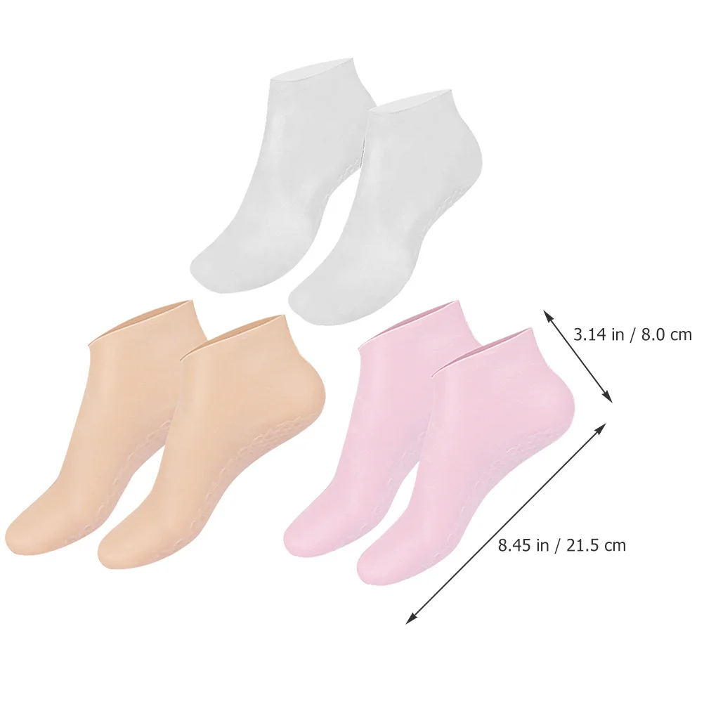 3pcs Moisturizing For Women Reusable Gel Lotion Socks Foot Care Overnight Dry Cracked Feet Repair Spa Heel Socks Aloe Foot Mask