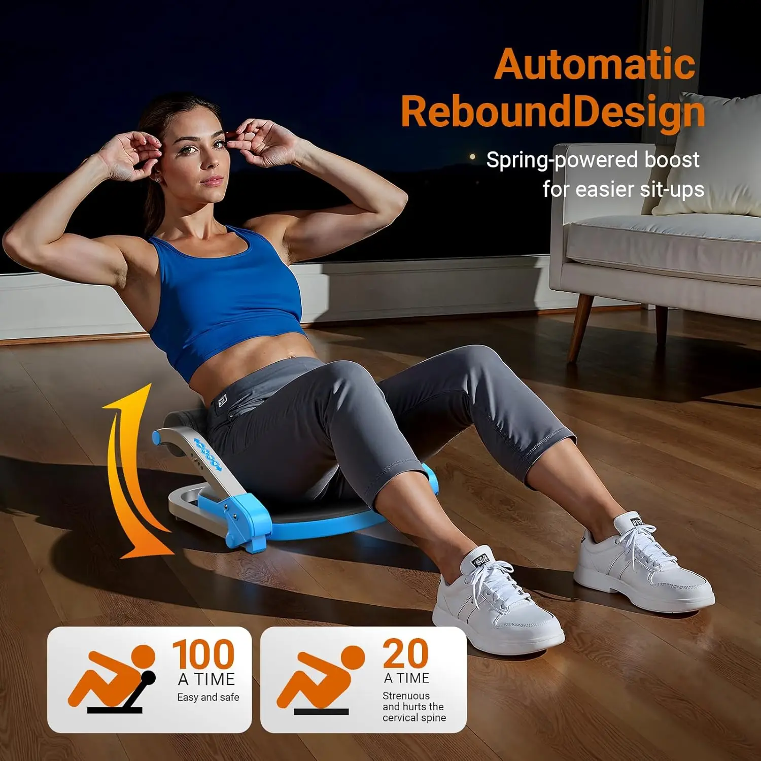 

Ab Machine for Home Gym, Adjustable Ab Trainer with 3 Resistance Levels, Sit Up Exercise Equipment for Core Workout, Automatic