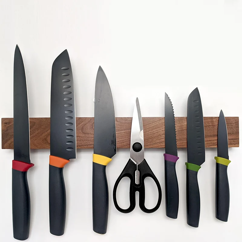 30cm 40cm Wood Magnetic Knife Holder Strip Wall Mount Screw Drill Knife Rack Kitchen Chef Knife Block Organizer Accessories
