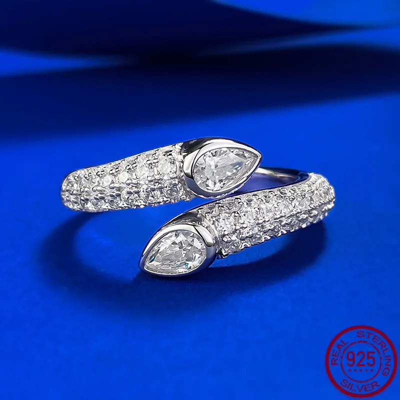 

New Serpentine Full Diamond Open Ring for Women S925 Silver Luxury Full Diamond Wedding Jewelry