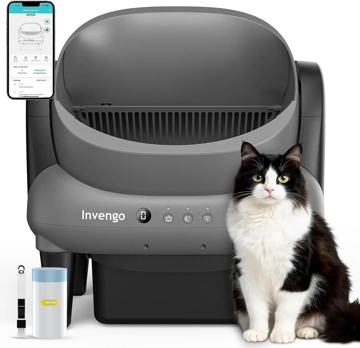 Automatic Self-Cleaning Cat Litter Box, Open Top Design with Safety Sensors and Anti-Pinch Protection, Smart Automatic Litter Bo
