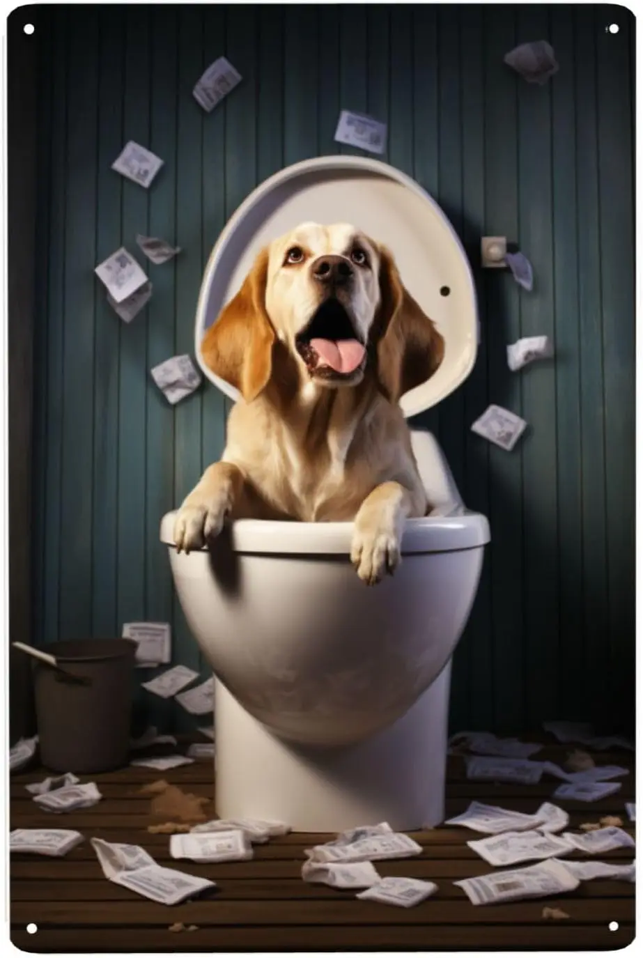Beagle's Bathroom Bliss Charming and Whimsical IndoorOutdoor Metal Tin Sign Home art Decor,Ideal for Dog Lovers,Vintage goo sign