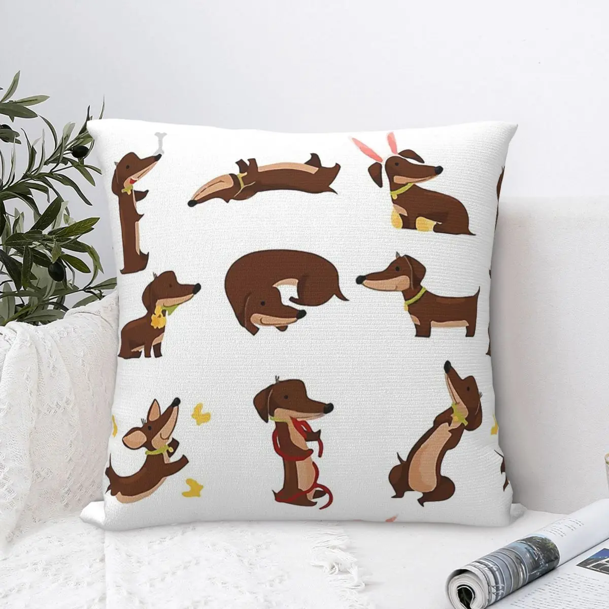 Dachshund Dog Team Pillowcase Polyester Cushion Cover Decor Wiener Sausage Doxie Pillow Case Cover Home Dropshipping 45*45cm