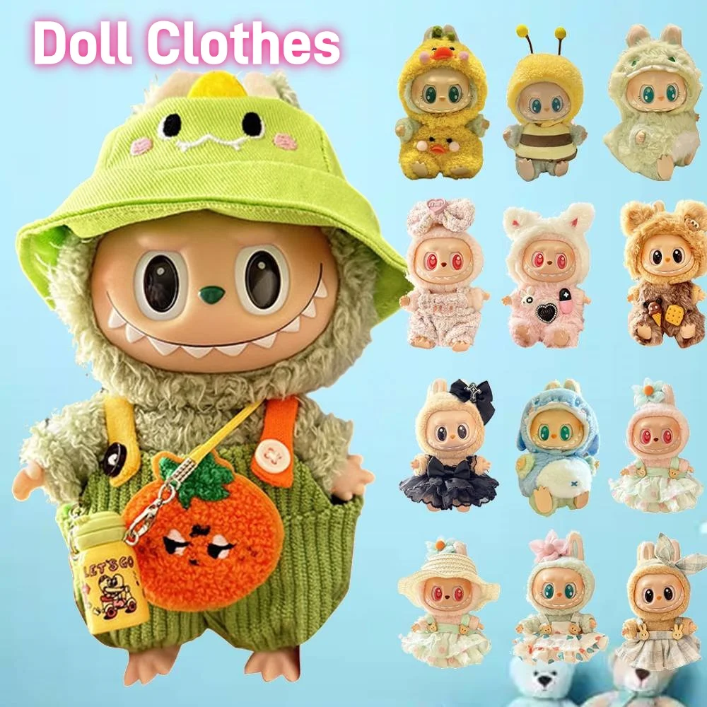 

For Labubu Plush Doll Clothes Doll Little Clothes Dolll Clothes Suit Cartoon Cute Clothes Dolls Accessories Christmas Gift