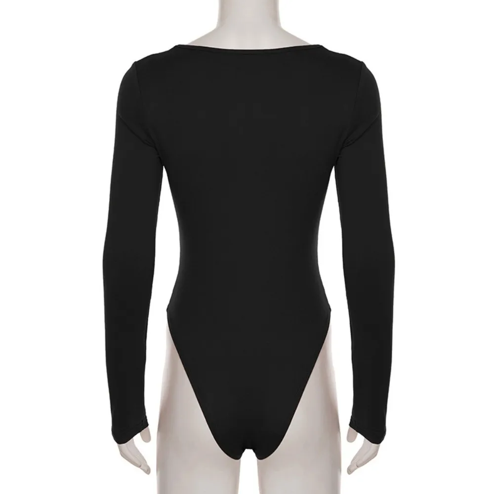 우아한 브이넥 슬림 크롭탑 긴팔 달콤한 이너웨어 탄력 있는 편안한 스키니 바디수트 스파이시 걸