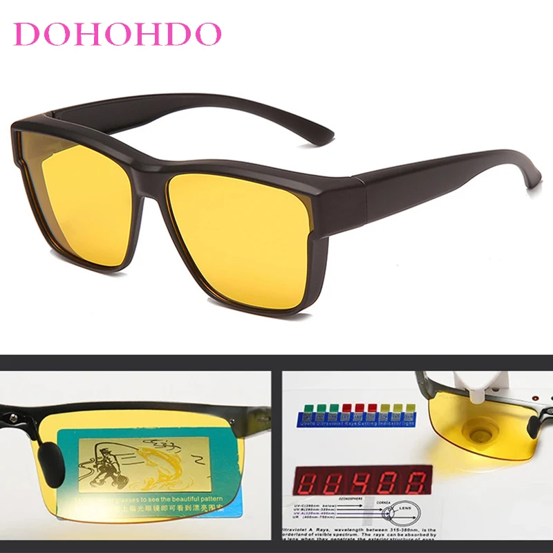 

Classic Square Clip-on Flip-up Lens Sun Glass Men UV400 Retro Designer Night Vision Anti-Glare Women Sunglass Polarized Goggles