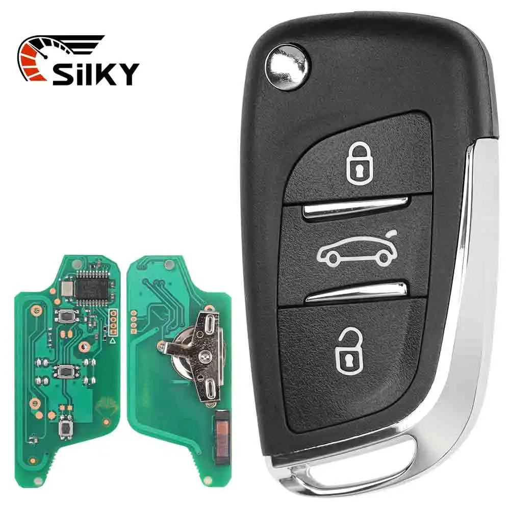 SilKY   433MHz ASK/FSK Modified Flip Remote Car Key For Peugeot 107 207 307307S 308 407 607 CE0536 VA2/HU83 PCF7961 2/3 BTN Key