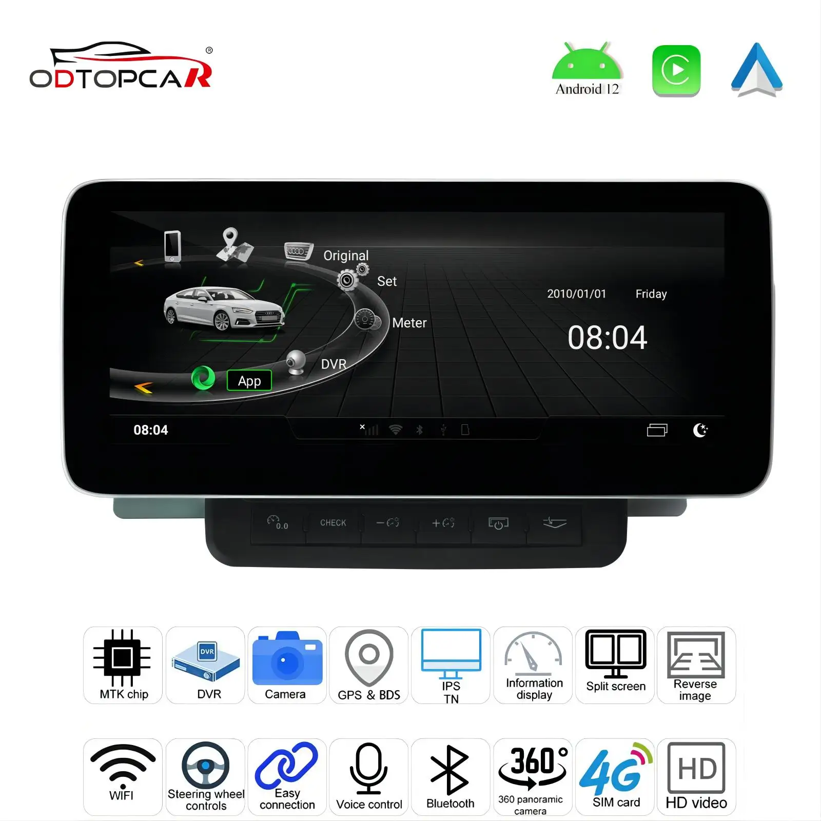 

ODTOPCAR Audi Q7 Touch Screen 10.25 Inch Android Installation GPS Navigation System Carplay Wireless Android Auto YouTube