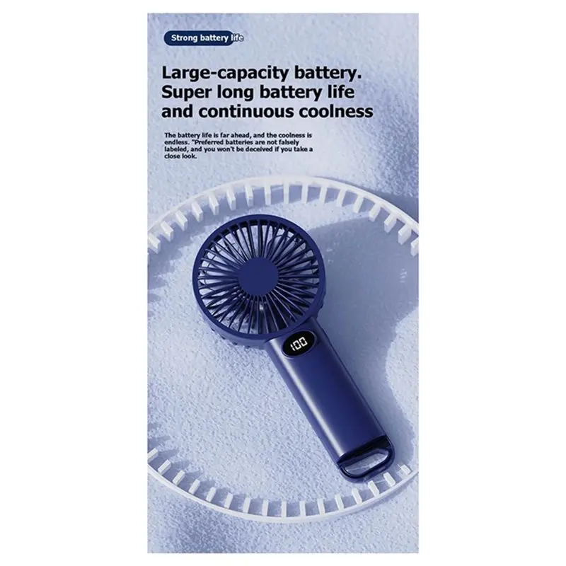 A98I-LCD Display Handheld Small Fan With 6-Speed Wind Power Vertical/Multi-Purpose Portable Fan W