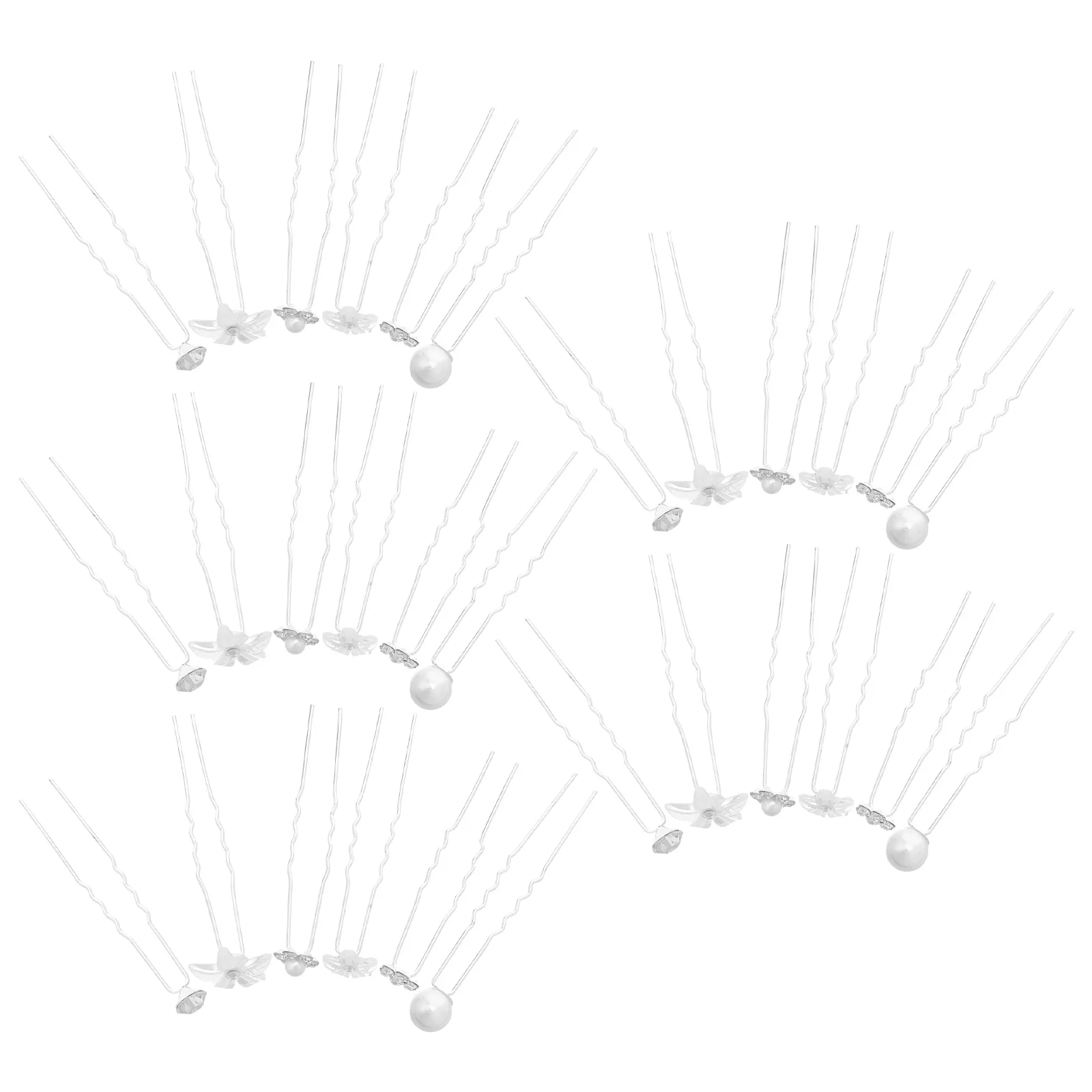 

30Pcs Bridal Pearl Rhinestone Hair Pins U Shape Wedding Flower Clips Hair Accessories Prom Headpiece for Brides
