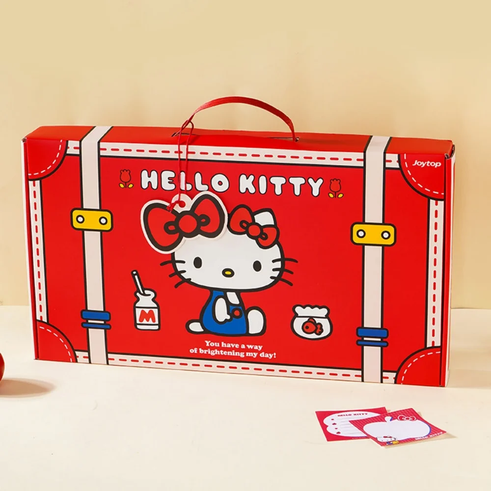 Genuine Hello Kitty Stationery Gift Set Sanrio Study Supplies Kit With Notebook Stickers Memo Sheets Card Holder Women Teen Gift