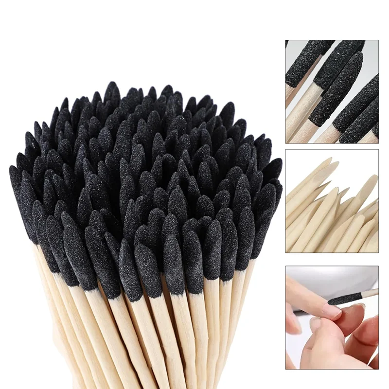 10Pcs Manicure Wooden Polishing Pen 150 Grit Dead Skin Cuticle Remover Quartz Pen Fine Sanding Quartz Stone Nail Cuticle Pusher