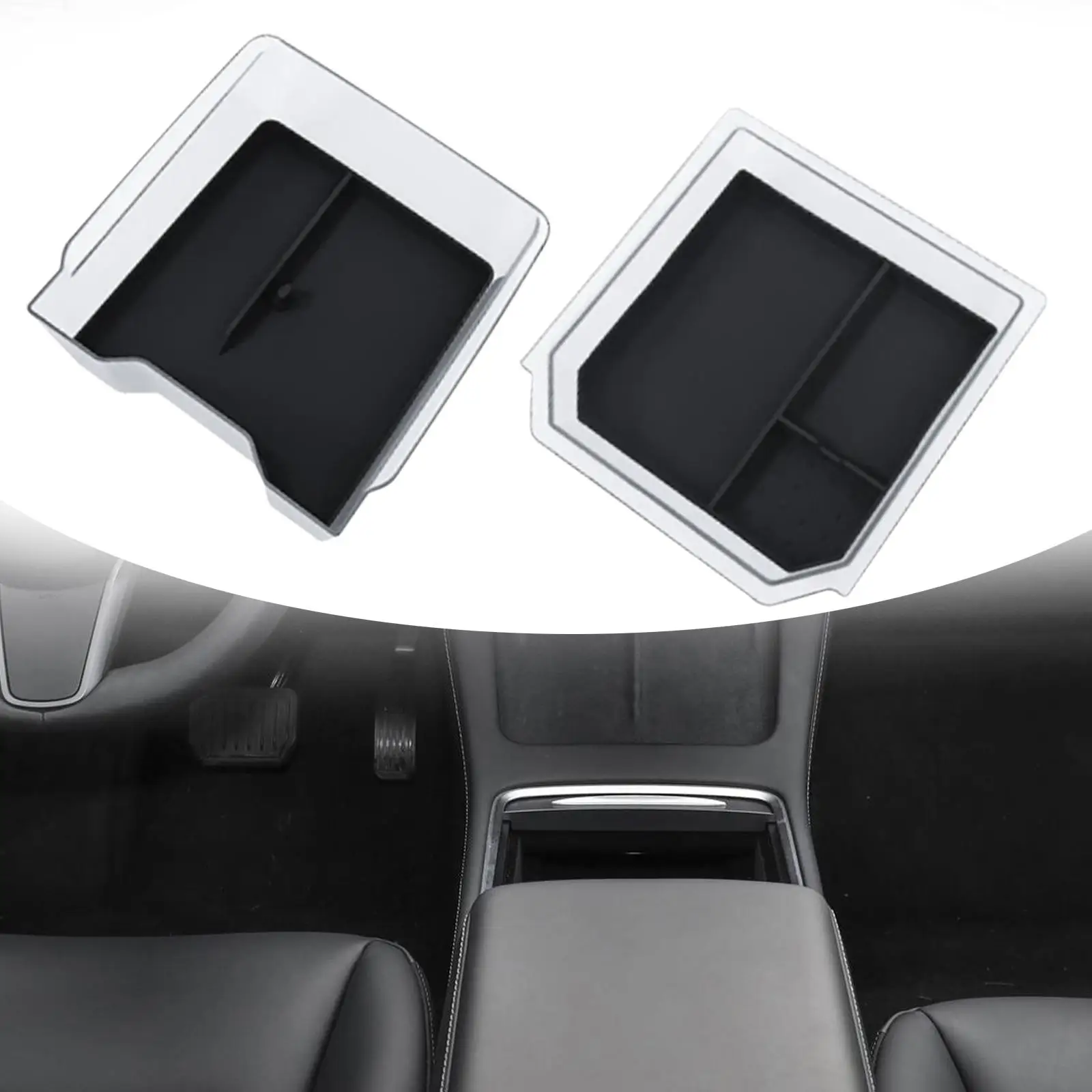 Center Console Storage Boxes Parts Front and Rear Wear Resistant Easy to Use Sturdy Practical Armrest Storage Boxes