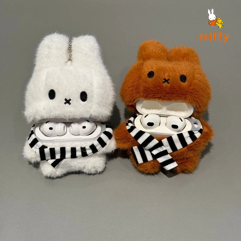 Cute Miffy Plush Earphone Shell Suitable for Airpods 4 3  Pro3 Cute Plush Stereoscopic Rabbit Anti Drop Earphone Case Girls Gift