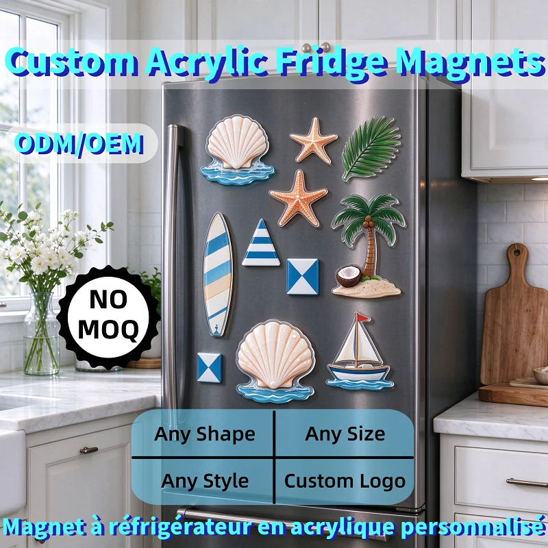Custom Creative Acrylic Fridge Magnet With Strong Magnetic Refrigerator Souvenir Gift Custom Logo Printing Acrylic Fridge Magnet