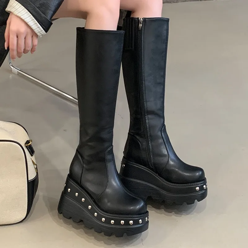 

Женские ботинки на платформе с глубоким вырезом, удобная обувь для вечеринок, уличные нескользящие повседневные уличные ботильоны, Zapatos De Mujer