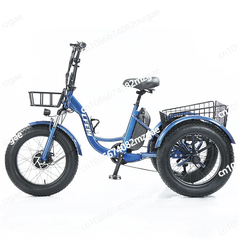 Hot-selling 20-inch Fat Tire Electric Tricycle Pedal Assist Lithium Battery Tricycle Rough Tire Snow Bike，48c13a