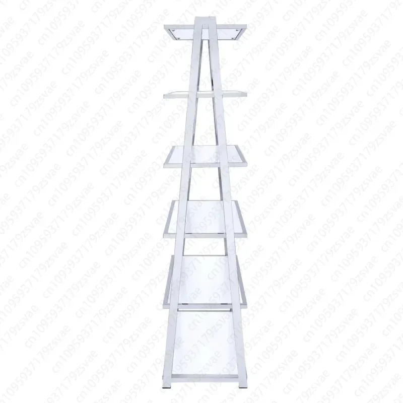 White and chrome 6-layer bookcases, elegant and stylish shelves