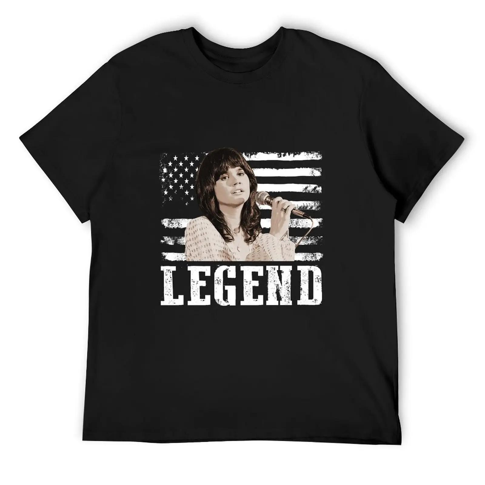 

Distressed American Flag Linda Ronstadt Music Legend T-Shirt blanks vintage graphic tee man clothes black t-shirts for men