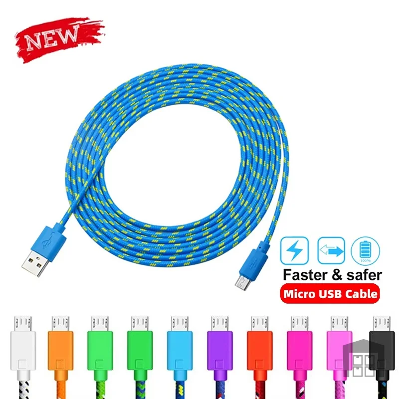 Nylon Braided 3A Micro USB Cable Fast Charging For Samsung Xiaomi Huawei Realme Android Mobile Phone