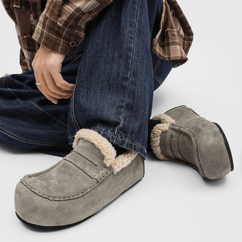 الشتاء رجل حذاء رسمي موضة أحذية قيادة الذكور حذاء رجالي لينة الجلد المدبوغ أفخم الدافئة حذاء رجالي كاجوال الأخفاف الانزلاق على الشقق