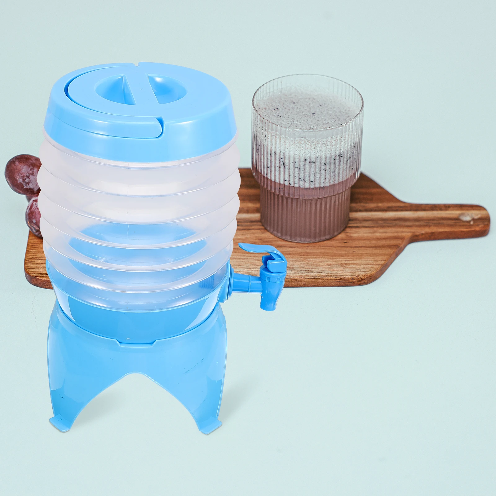 

1Set Foldable Drink Dispenser Lightweight Water Jug with Tap Stand Base for Picnic Travel Juice Dispensing